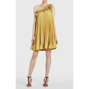 BCBGMAXAZRIA Wm's Size M CeCe‎  One-Shoulder Sunburst-Pleated Dress